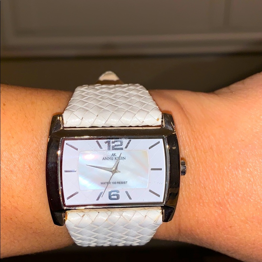 Anne Klein white leather watch